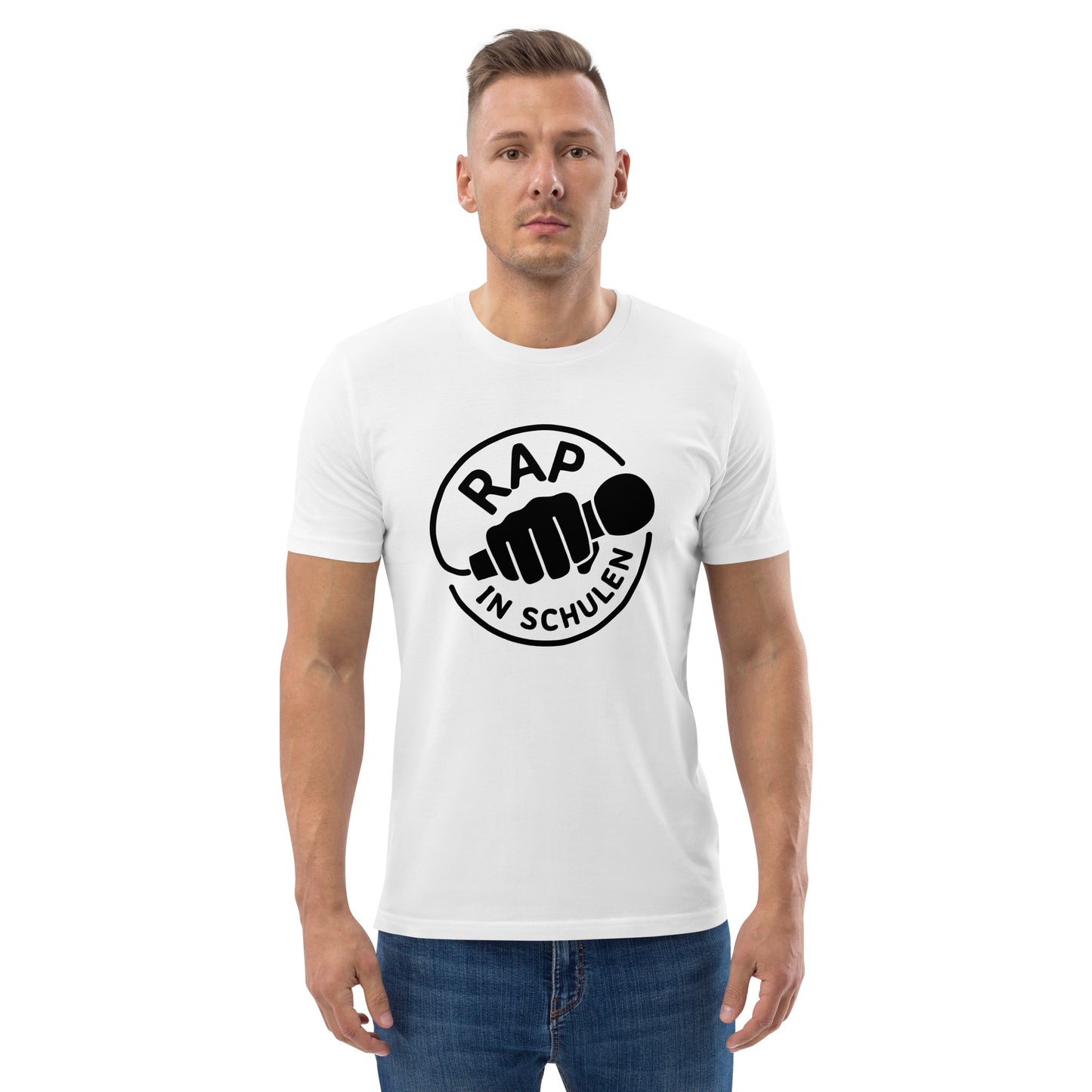 Rap In Schulen Unisex-Bio-Baumwoll-T-Shirt Logo schwarz groß