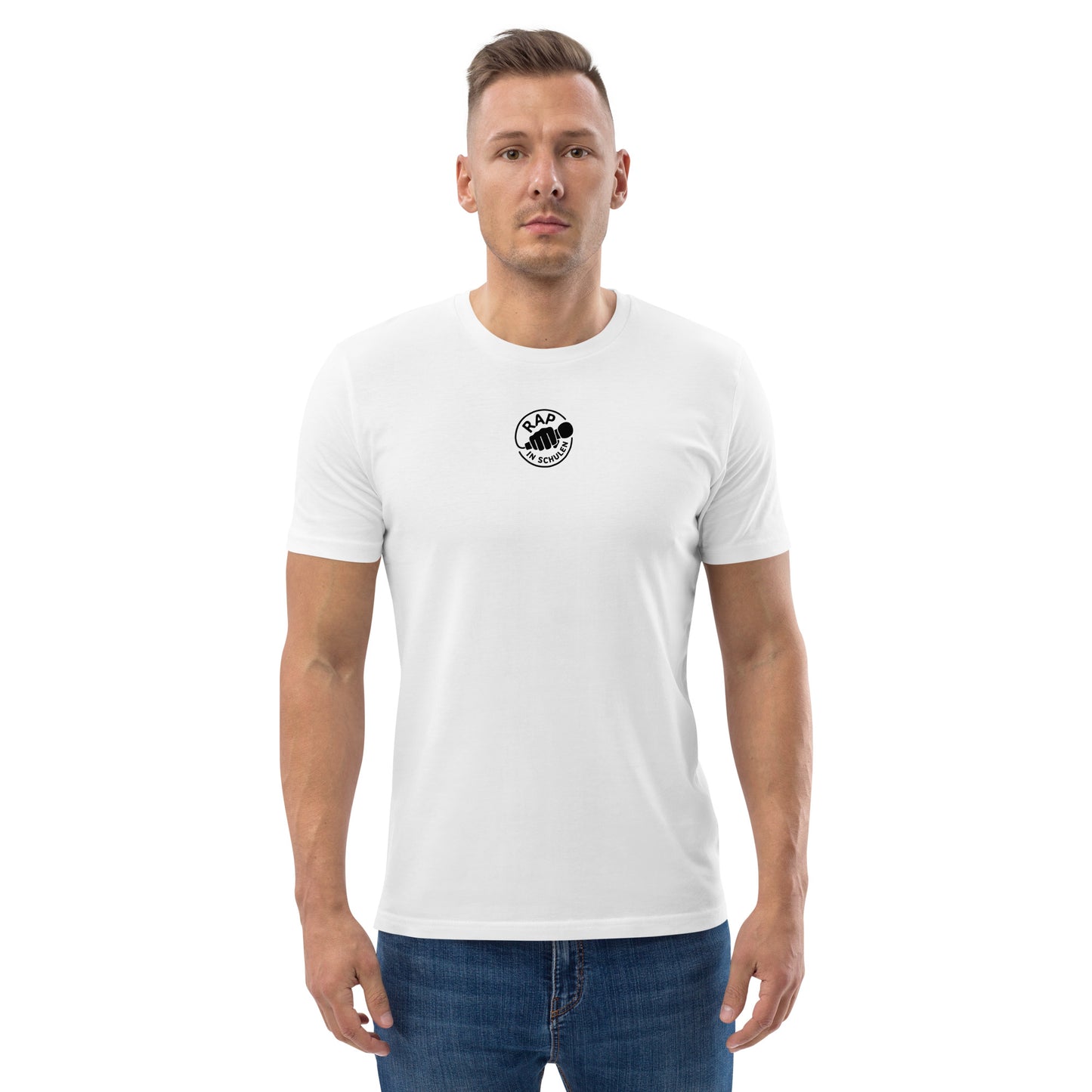 Rap In Schulen Unisex-Bio-Baumwoll-T-Shirt Logo schwarz klein