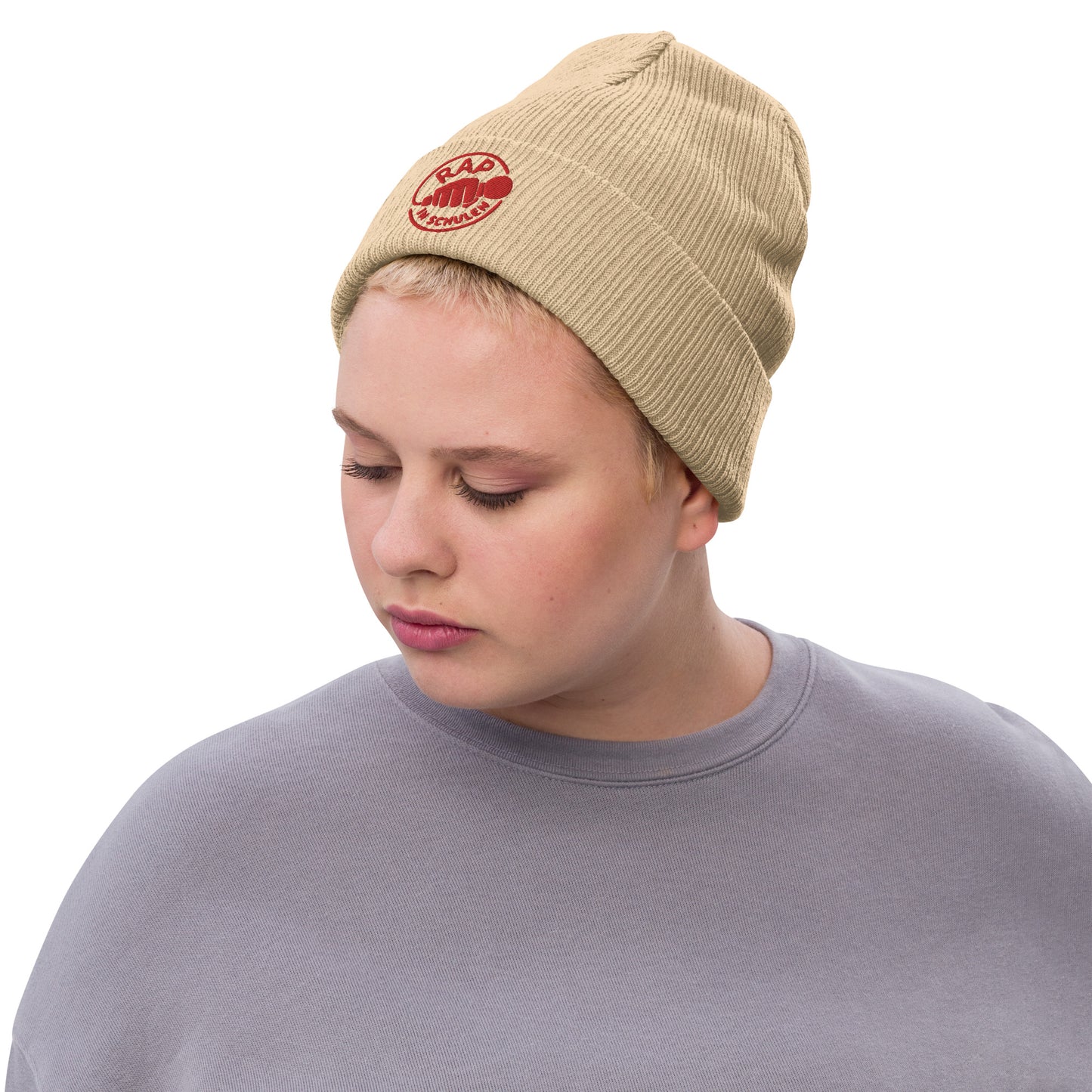 Rap in Schulen Strickmütze mit roter Stickerei