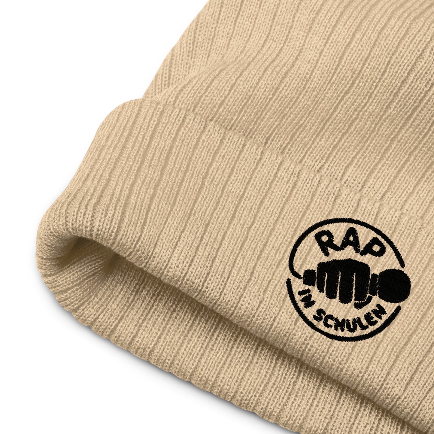 Rap in Schulen Strickmütze mit schwarzer Stickerei