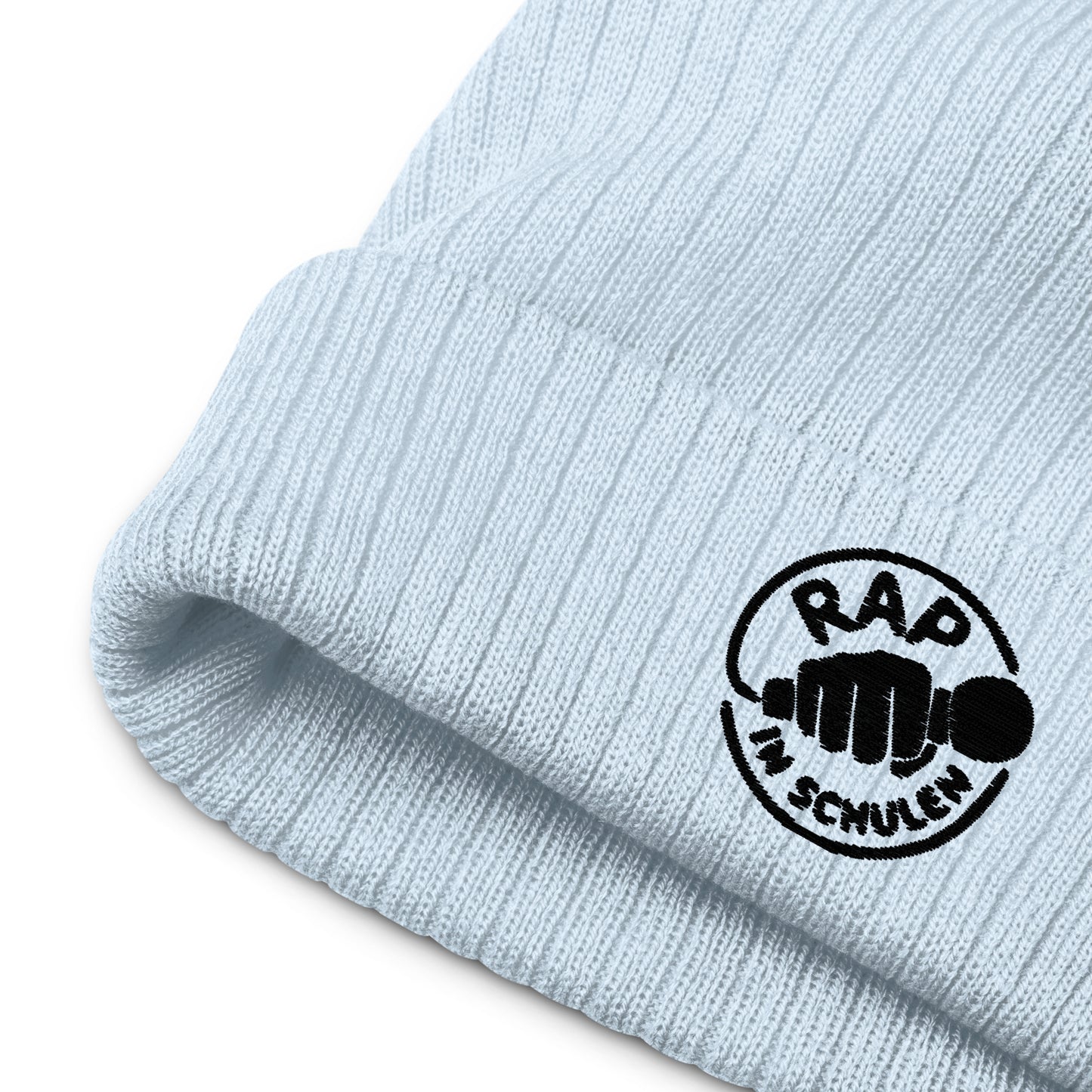 Rap in Schulen Strickmütze mit schwarzer Stickerei