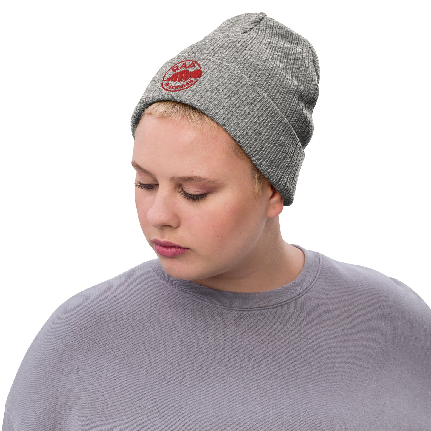 Rap in Schulen Strickmütze mit roter Stickerei