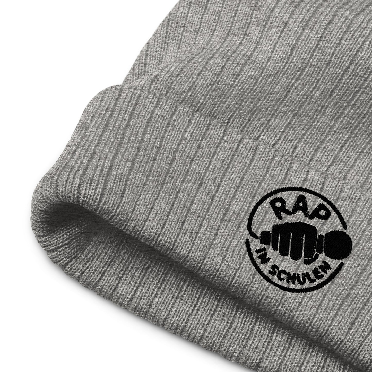 Rap in Schulen Strickmütze mit schwarzer Stickerei