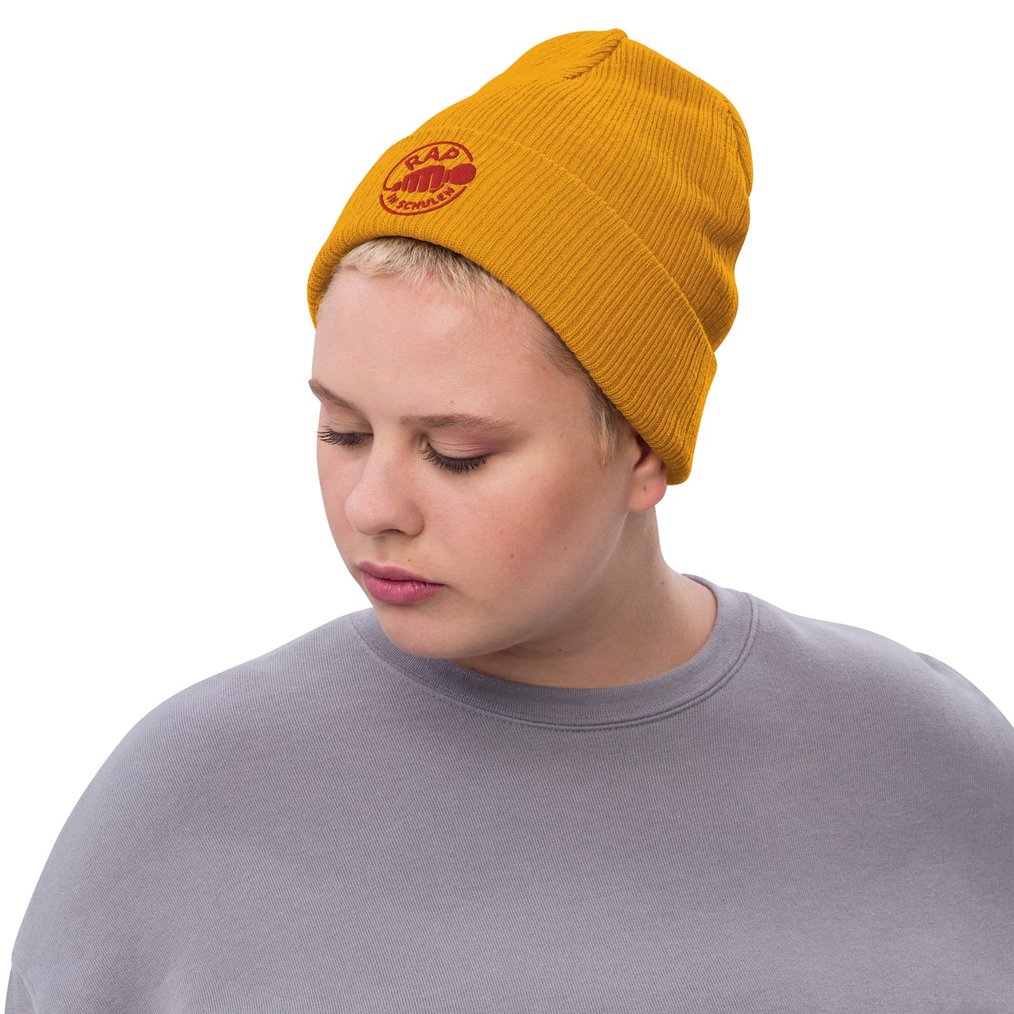 Rap in Schulen Strickmütze mit roter Stickerei