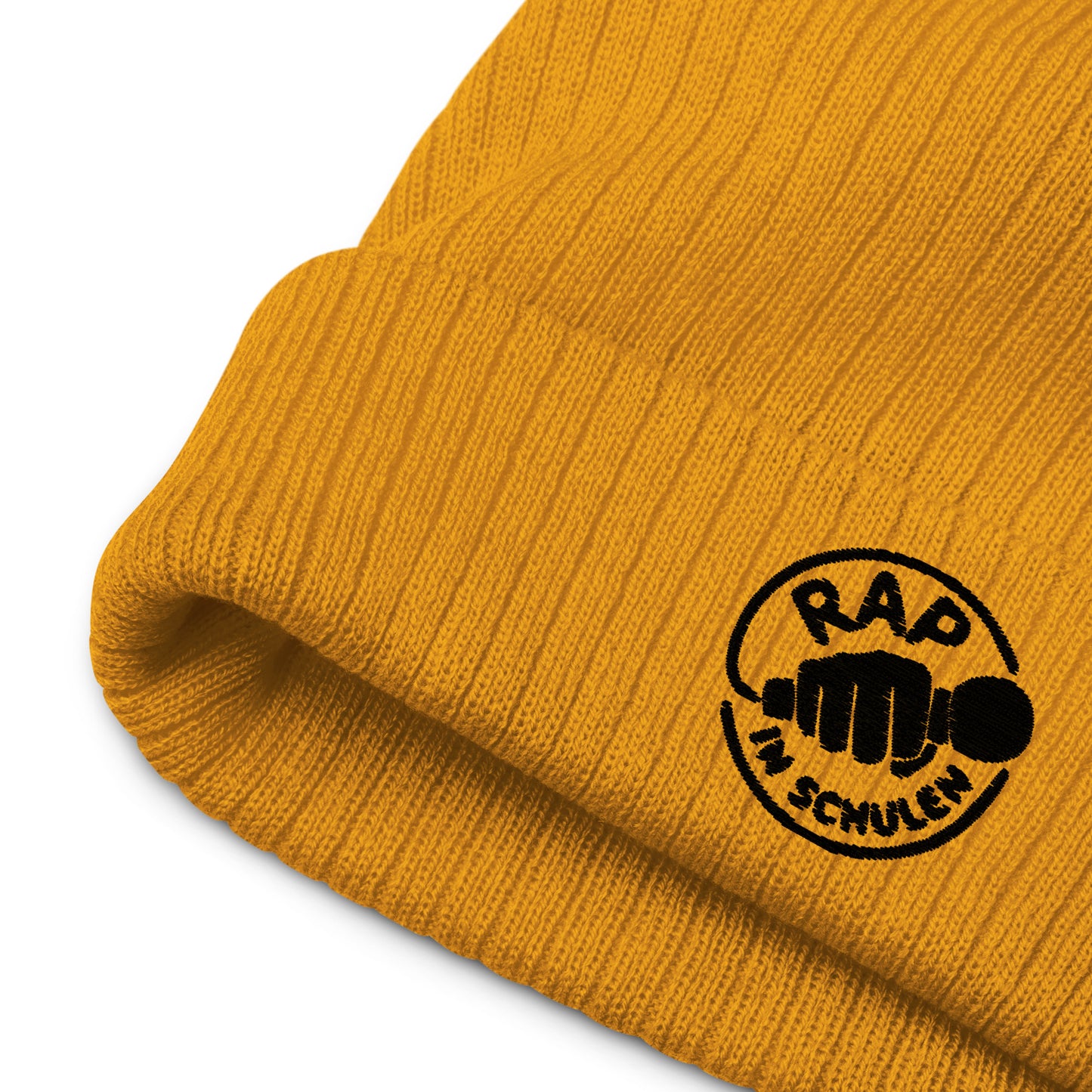 Rap in Schulen Strickmütze mit schwarzer Stickerei