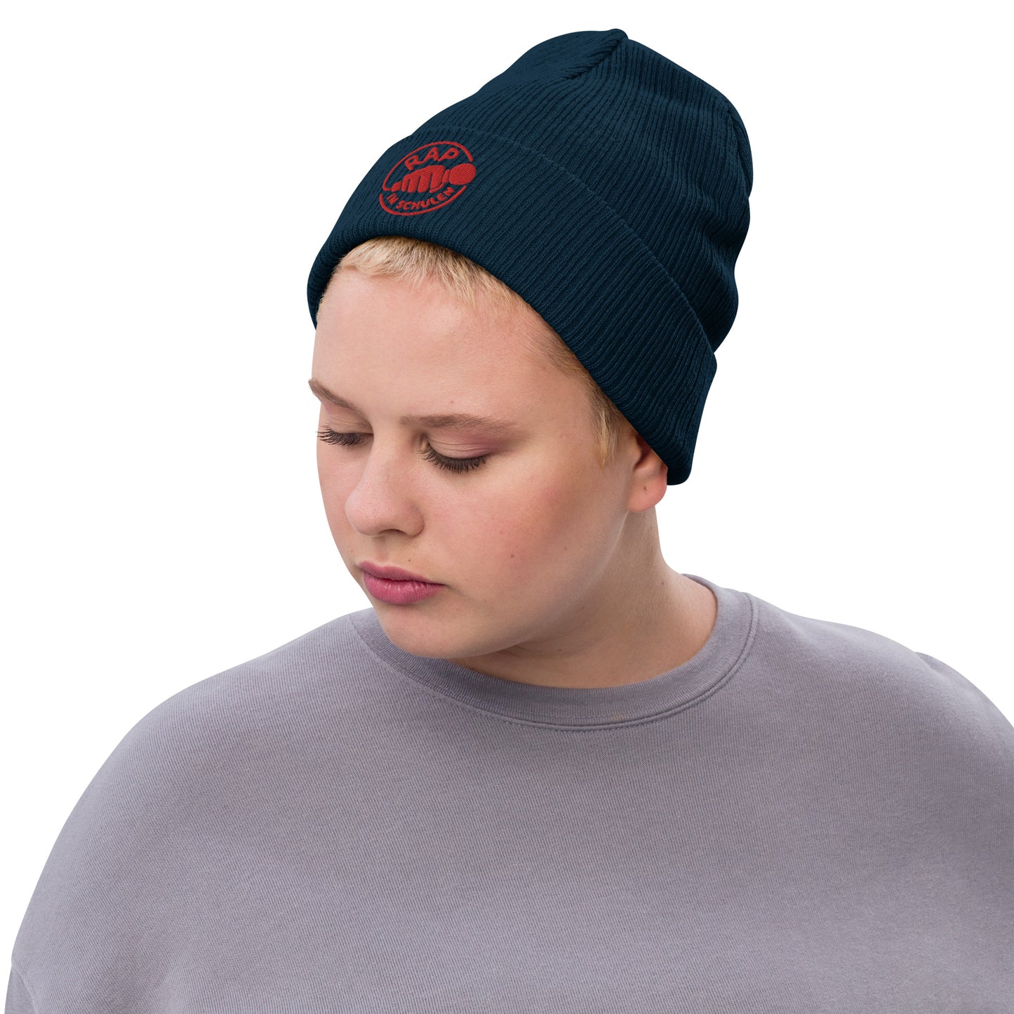 Rap in Schulen Strickmütze mit roter Stickerei