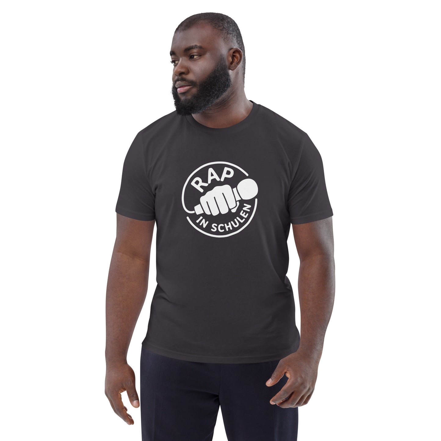 Rap In Schulen Unisex-Bio-Baumwoll-T-Shirt Logo weiß groß