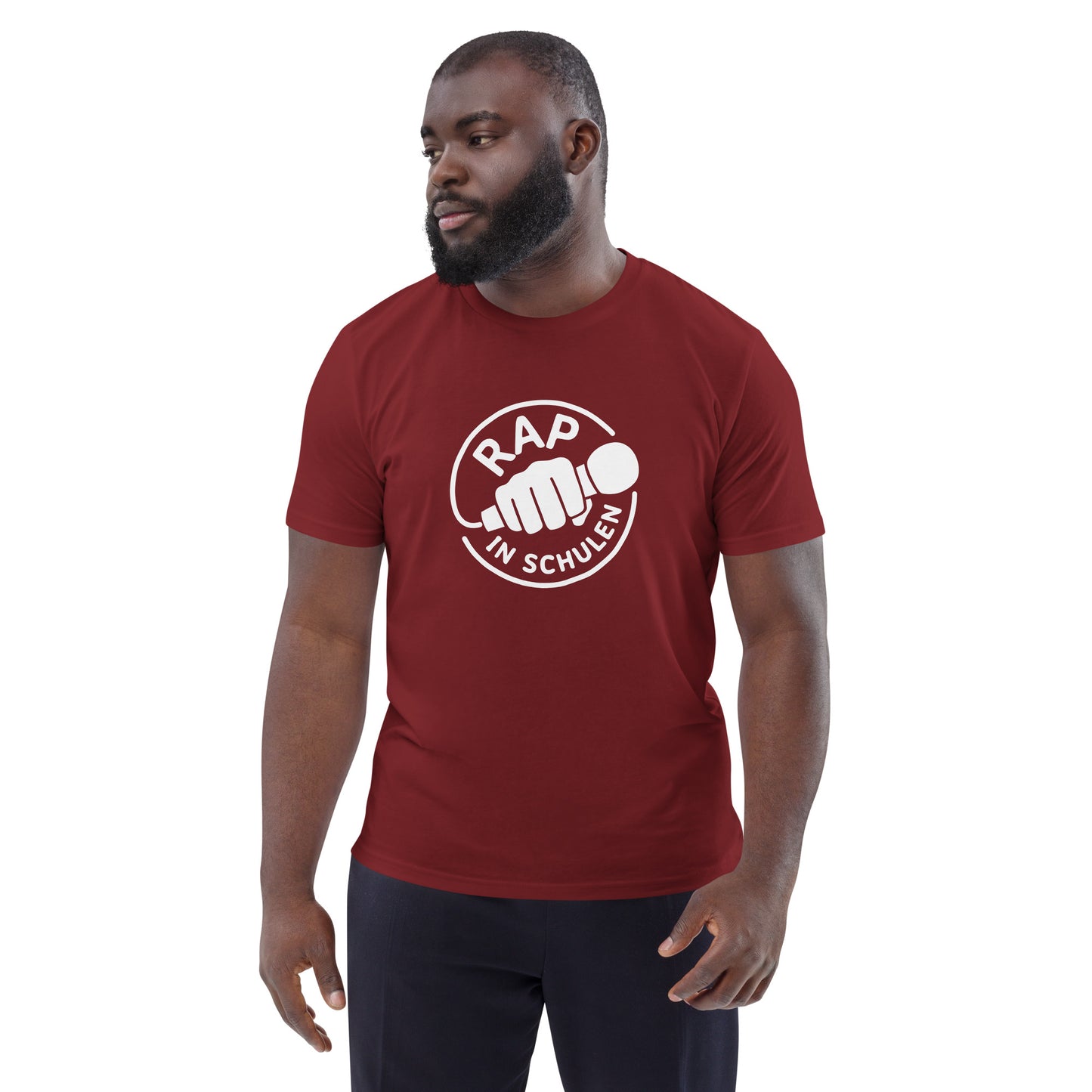 Rap In Schulen Unisex-Bio-Baumwoll-T-Shirt Logo weiß groß