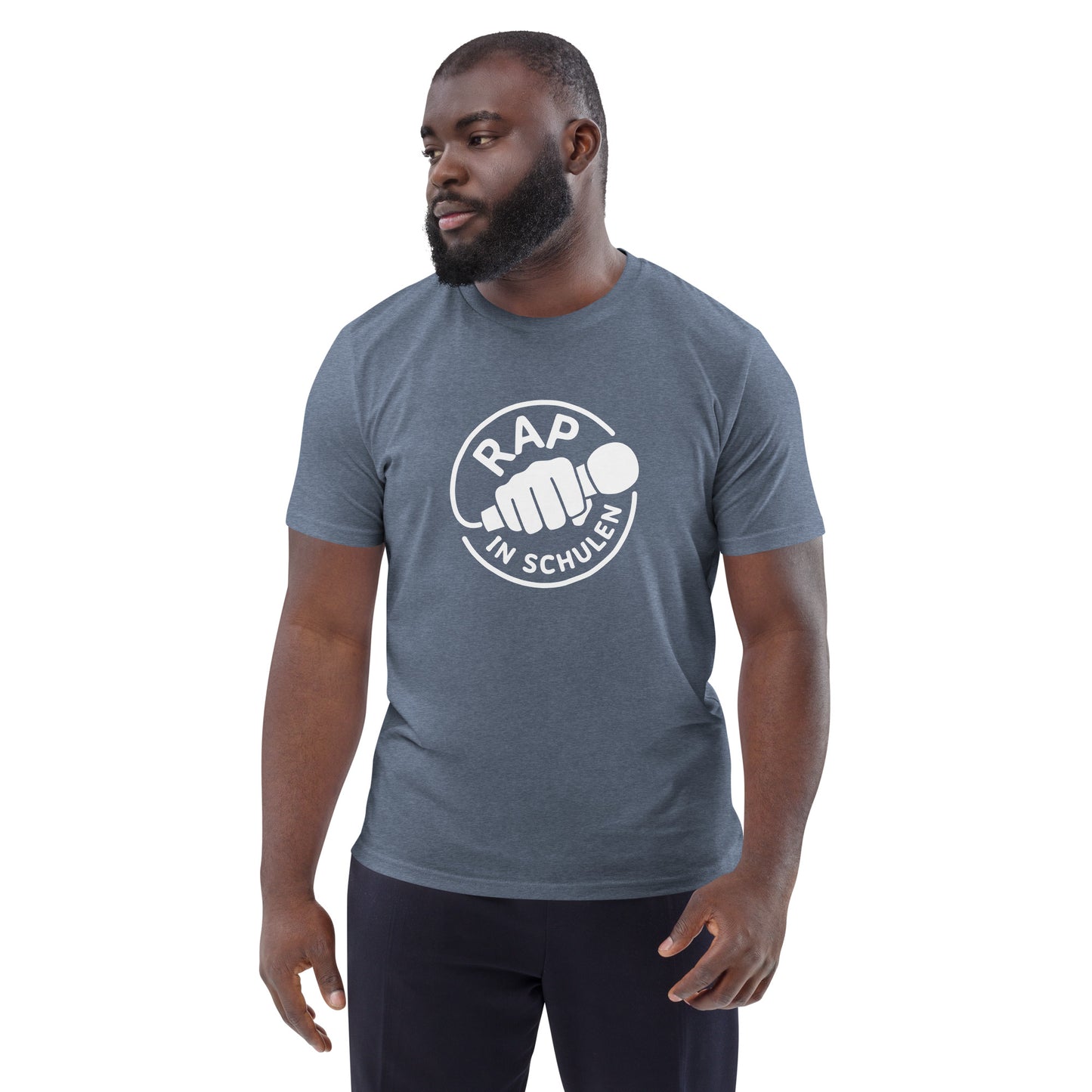 Rap In Schulen Unisex-Bio-Baumwoll-T-Shirt Logo weiß groß