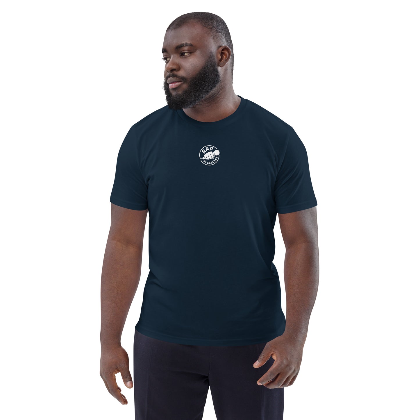 Rap In Schulen Unisex-Bio-Baumwoll-T-Shirt Logo weiß klein