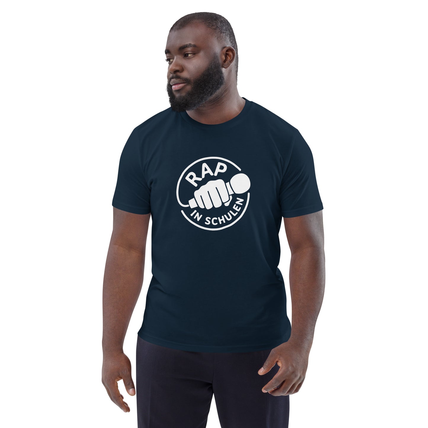 Rap In Schulen Unisex-Bio-Baumwoll-T-Shirt Logo weiß groß