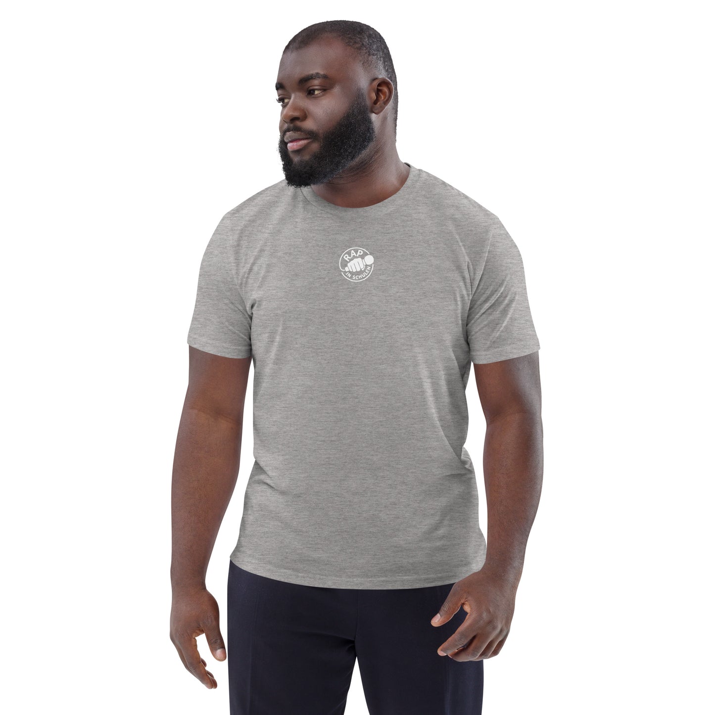 Rap In Schulen Unisex-Bio-Baumwoll-T-Shirt Logo weiß klein
