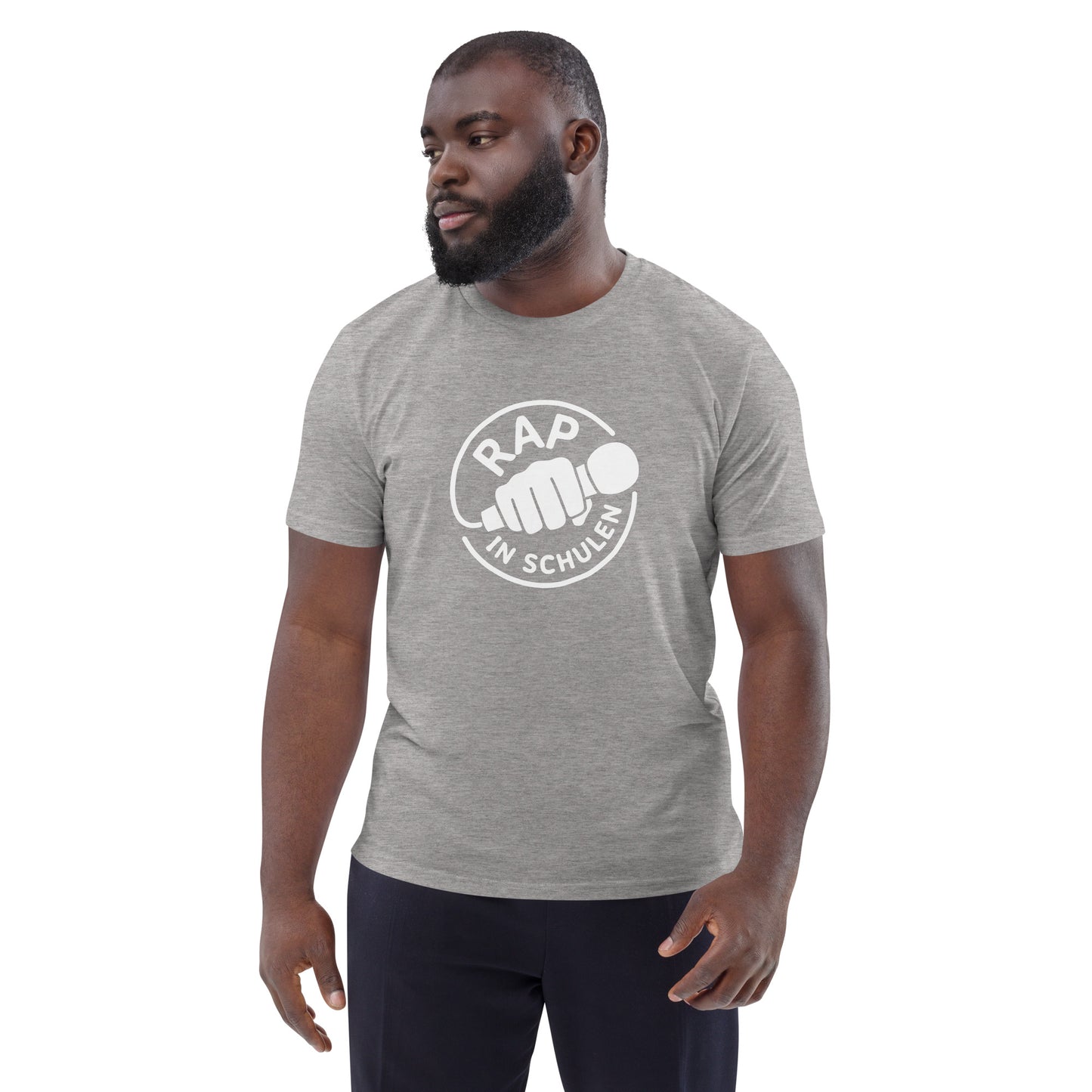 Rap In Schulen Unisex-Bio-Baumwoll-T-Shirt Logo weiß groß