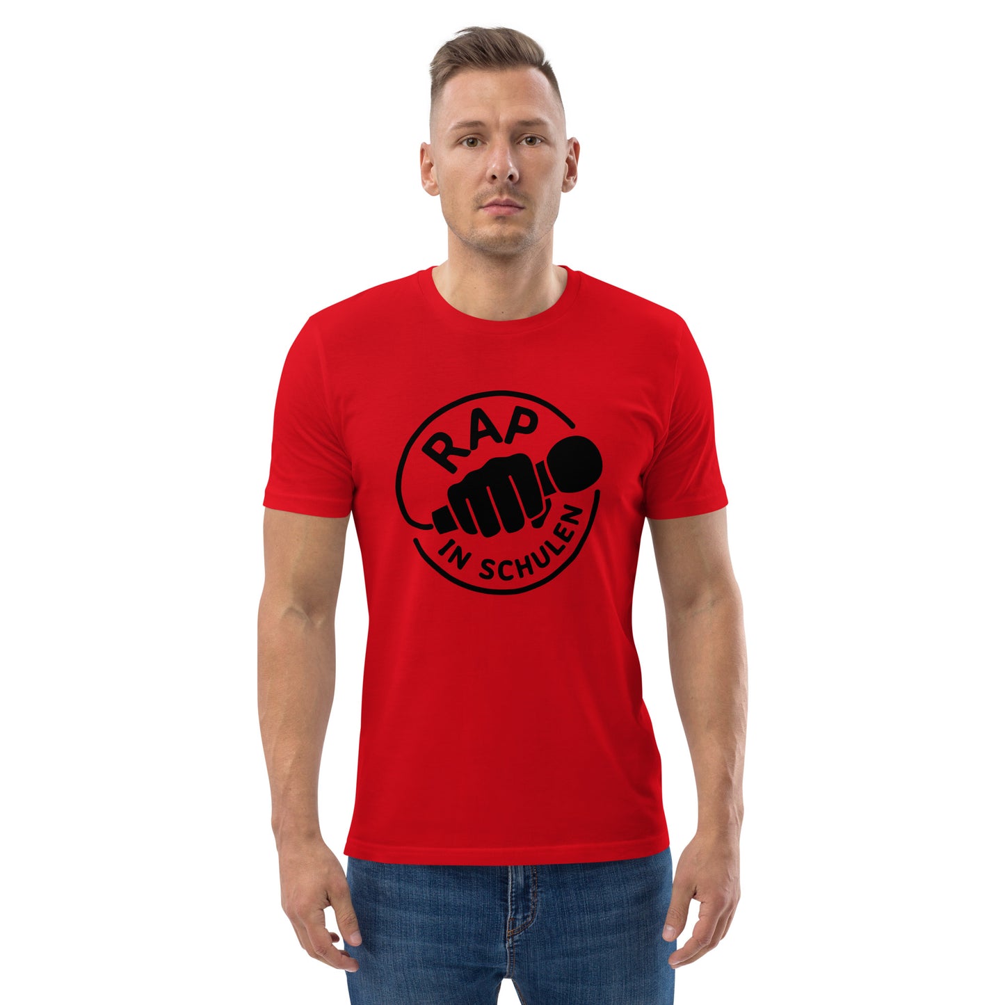 Rap In Schulen Unisex-Bio-Baumwoll-T-Shirt Logo schwarz groß