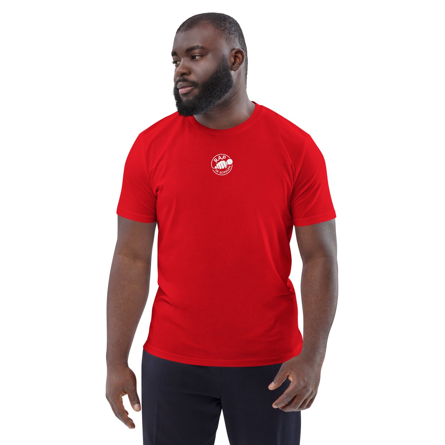 Rap In Schulen Unisex-Bio-Baumwoll-T-Shirt Logo weiß klein