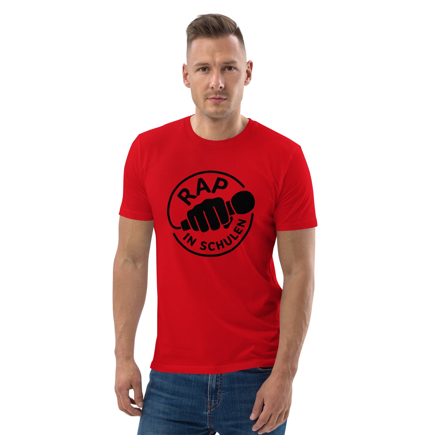 Rap In Schulen Unisex-Bio-Baumwoll-T-Shirt Logo schwarz groß