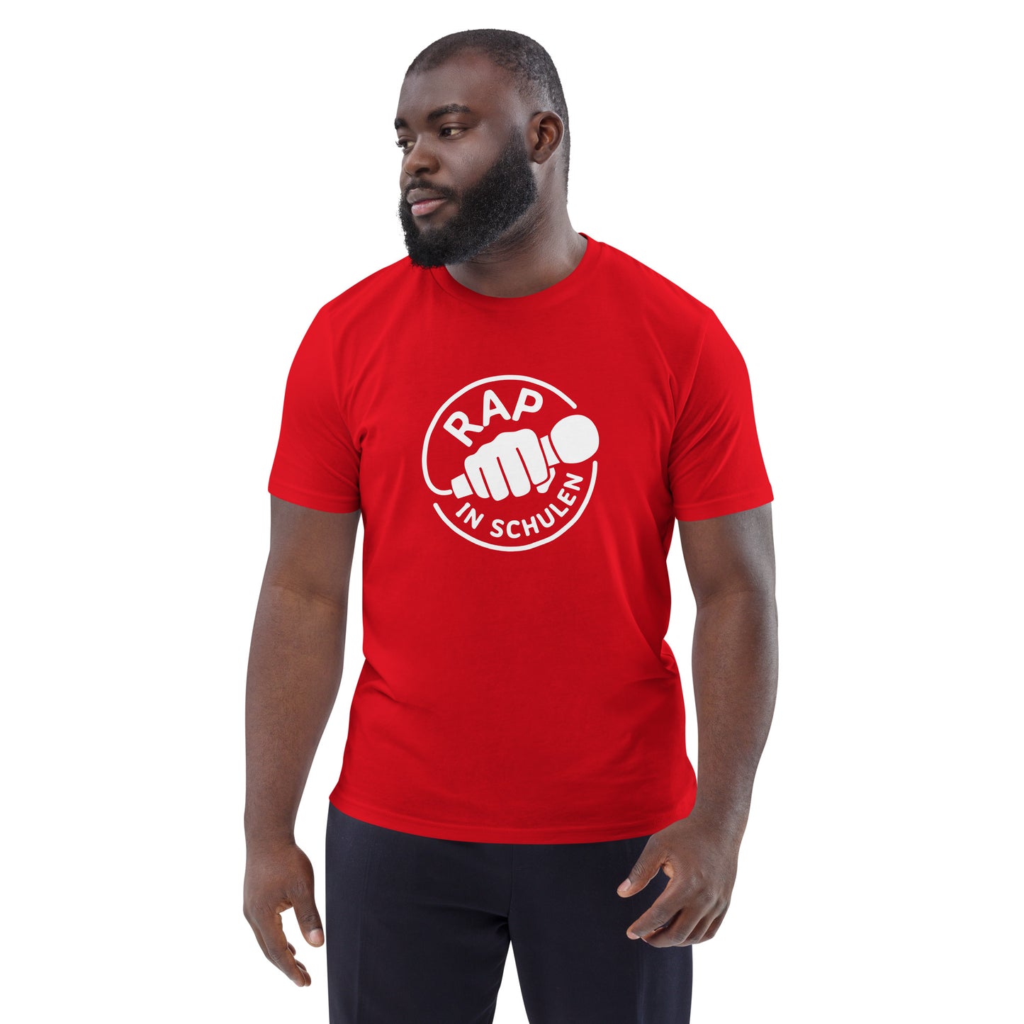 Rap In Schulen Unisex-Bio-Baumwoll-T-Shirt Logo weiß groß