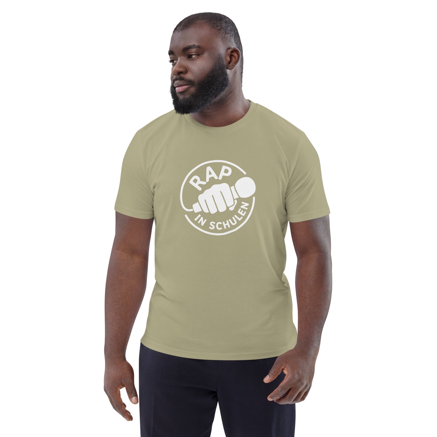 Rap In Schulen Unisex-Bio-Baumwoll-T-Shirt Logo weiß groß