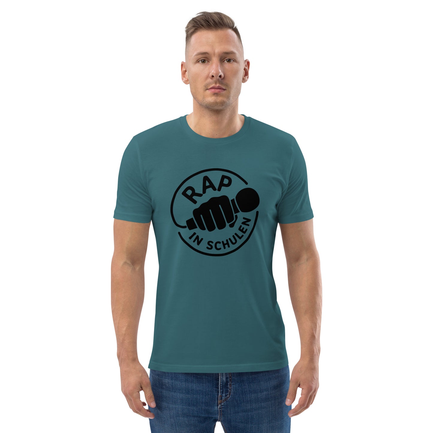 Rap In Schulen Unisex-Bio-Baumwoll-T-Shirt Logo schwarz groß
