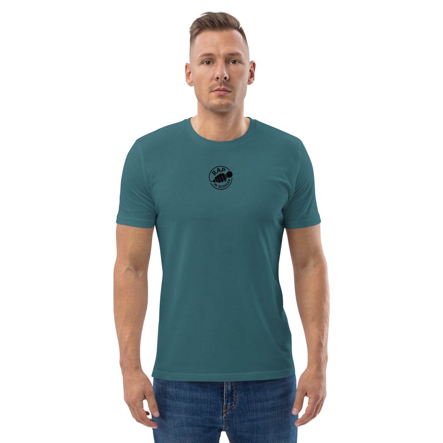 Rap In Schulen Unisex-Bio-Baumwoll-T-Shirt Logo schwarz klein