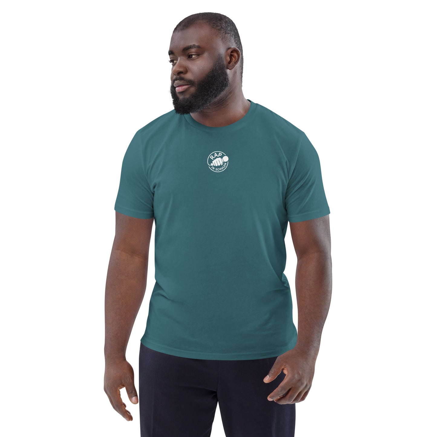Rap In Schulen Unisex-Bio-Baumwoll-T-Shirt Logo weiß klein