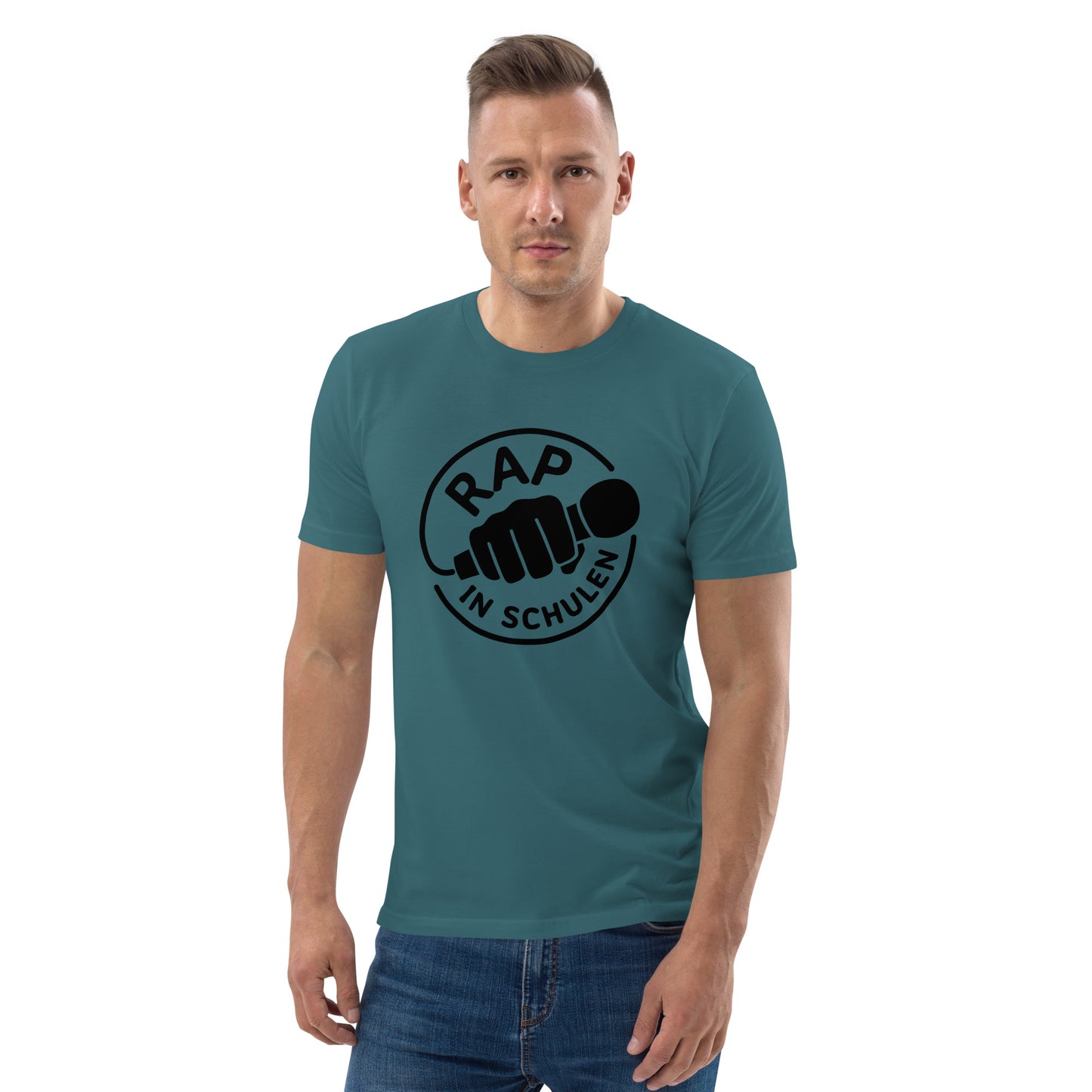 Rap In Schulen Unisex-Bio-Baumwoll-T-Shirt Logo schwarz groß