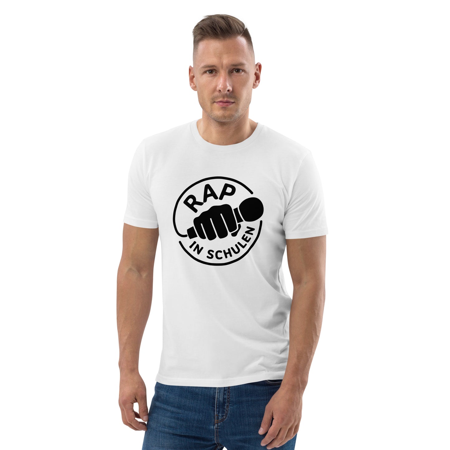 Rap In Schulen Unisex-Bio-Baumwoll-T-Shirt Logo schwarz groß